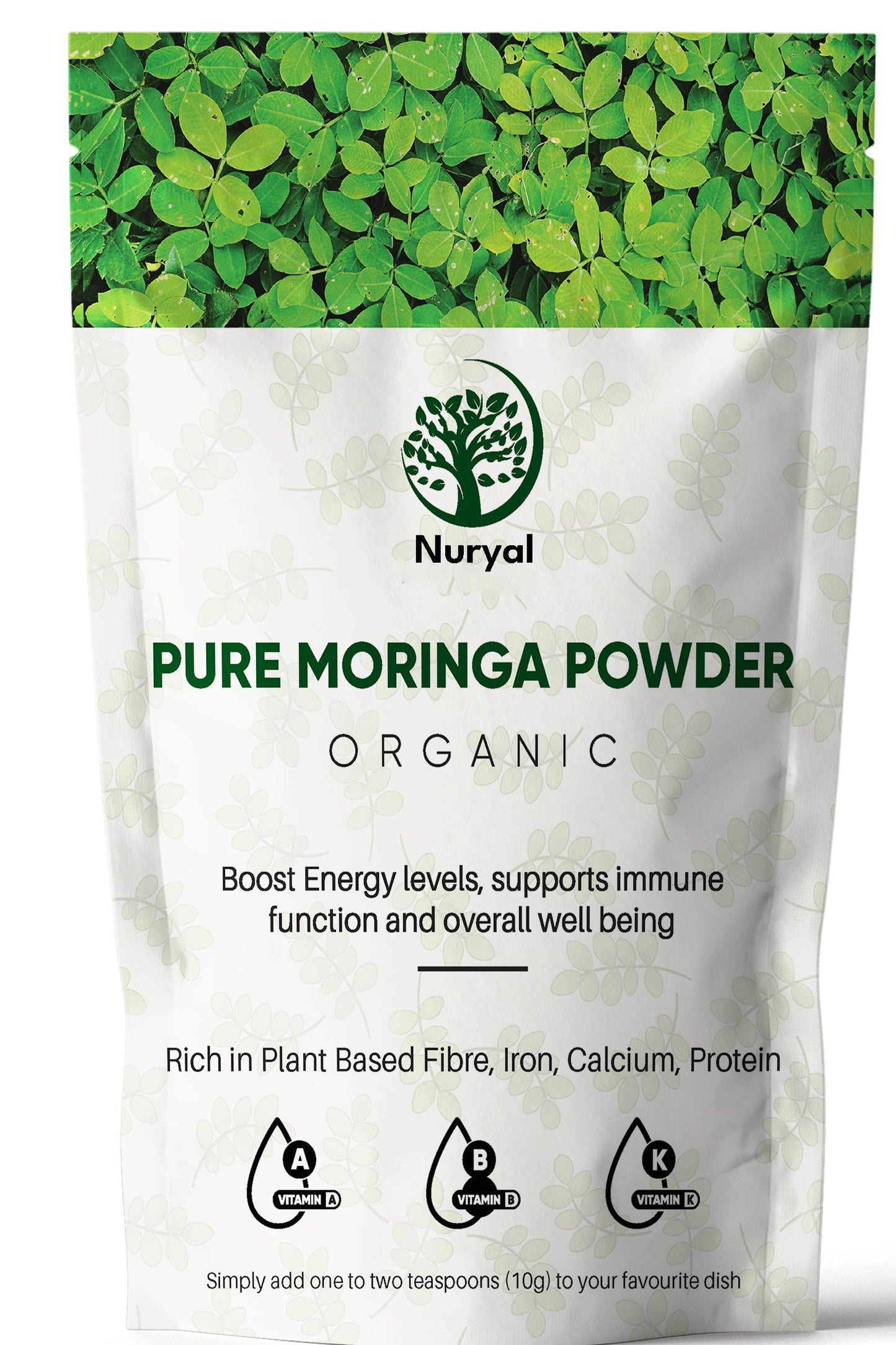 Organic Moringa Powder - Boosts Energy & Immunity, Rich in Vitamins & Minerals, Natural Superfood- 200g